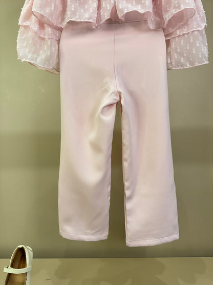 Conjunto Infantil Blusa Chiffon com Babados e Calça Alfaiataria - Luluzinha