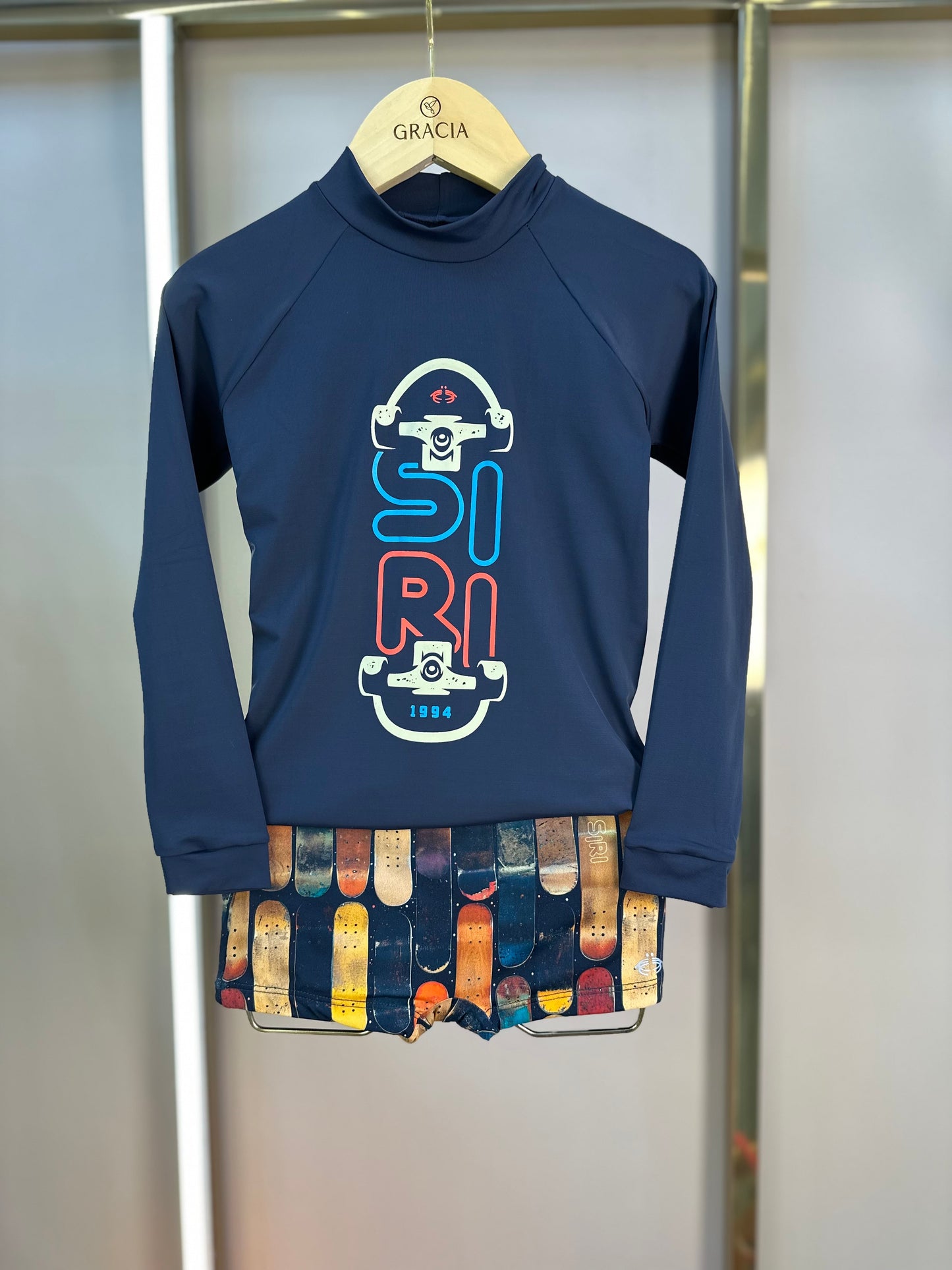 Conjunto Infantil Blusa Proteção UV e Sunga Lucca Skate - Siri Kids