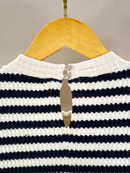 Vestido Teen Tricot Listrado com Botões - Two In