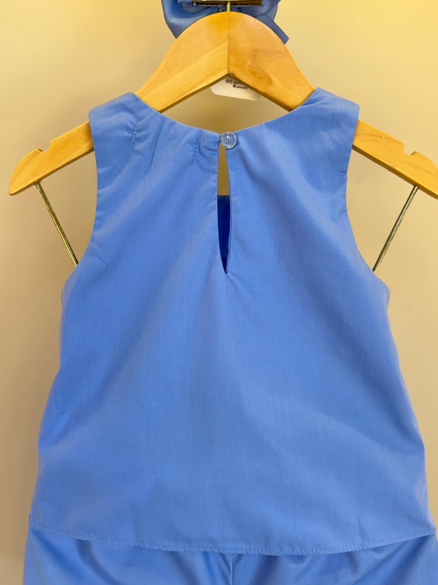 Conjunto Infantil Blusa Bordada Tricoline e Shorts Azul - Mon Sucre