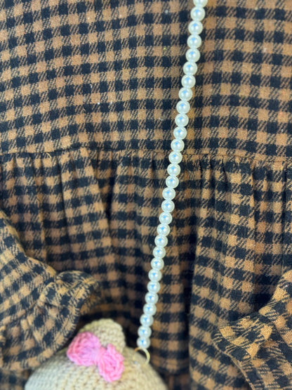 Conjunto Infantil Alfaiataria Casaquinho e Shorts Xadrez com Bolsinha Ursinho - Luluzinha
