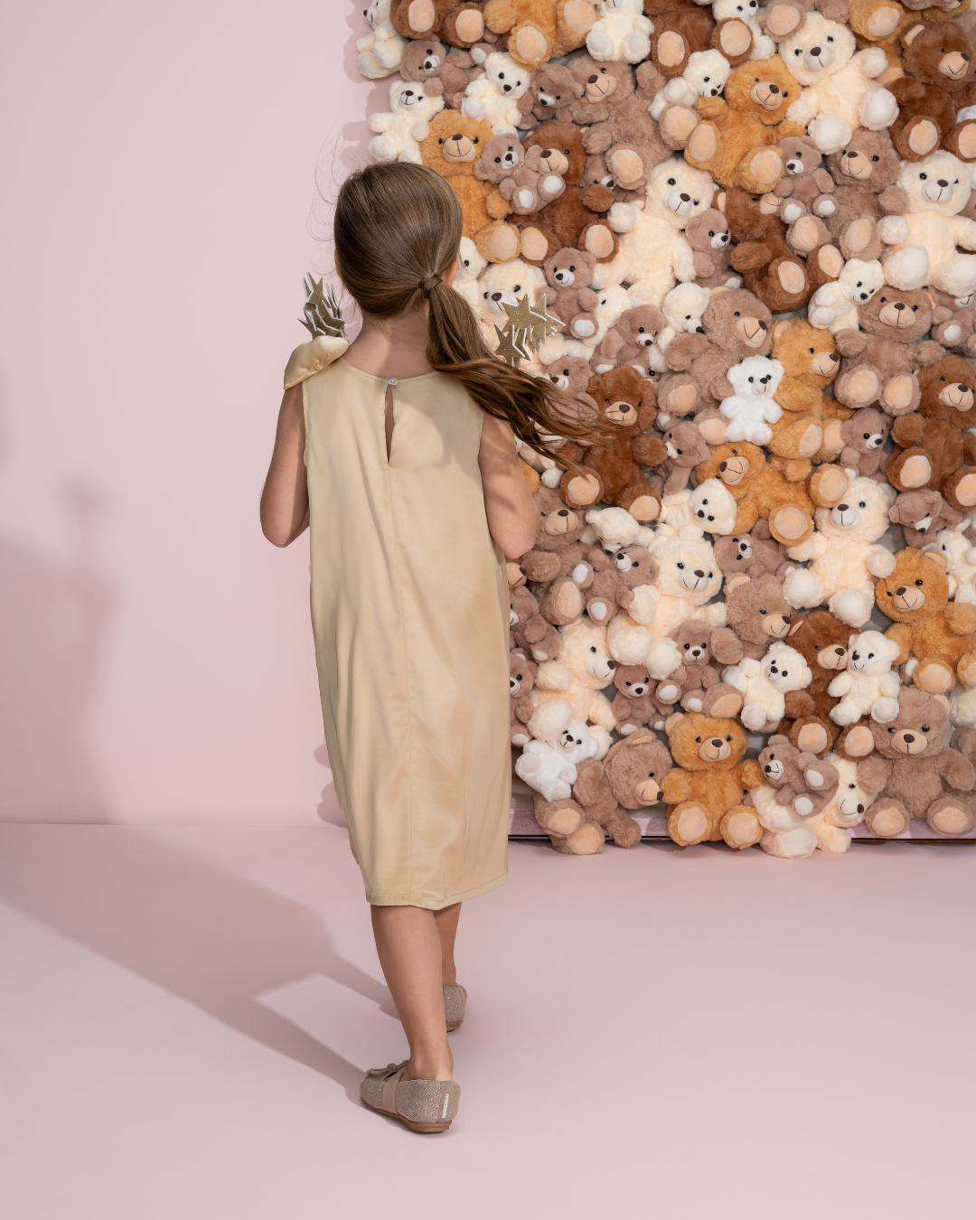 Vestido Infantil Festa Laço Puffer com Pérolas - Pituchinhus