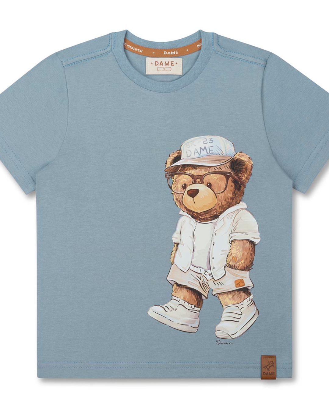 Conjunto Infantil Camiseta Teddy Sumer Delavê e Bermuda Moletom Elastano Elástico Listrado - Dame