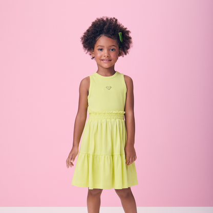 Vestido Infantil Regata Saia Marias Verde Melão - Momi