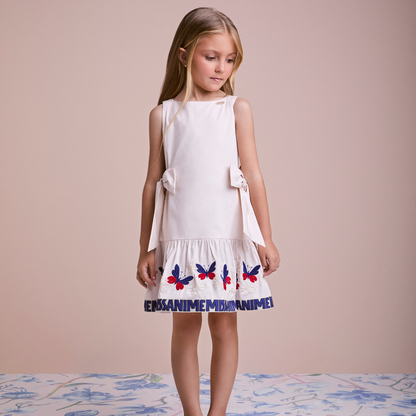 Vestido Infantil Laços Laterais e Bordados Borboletas - Animê
