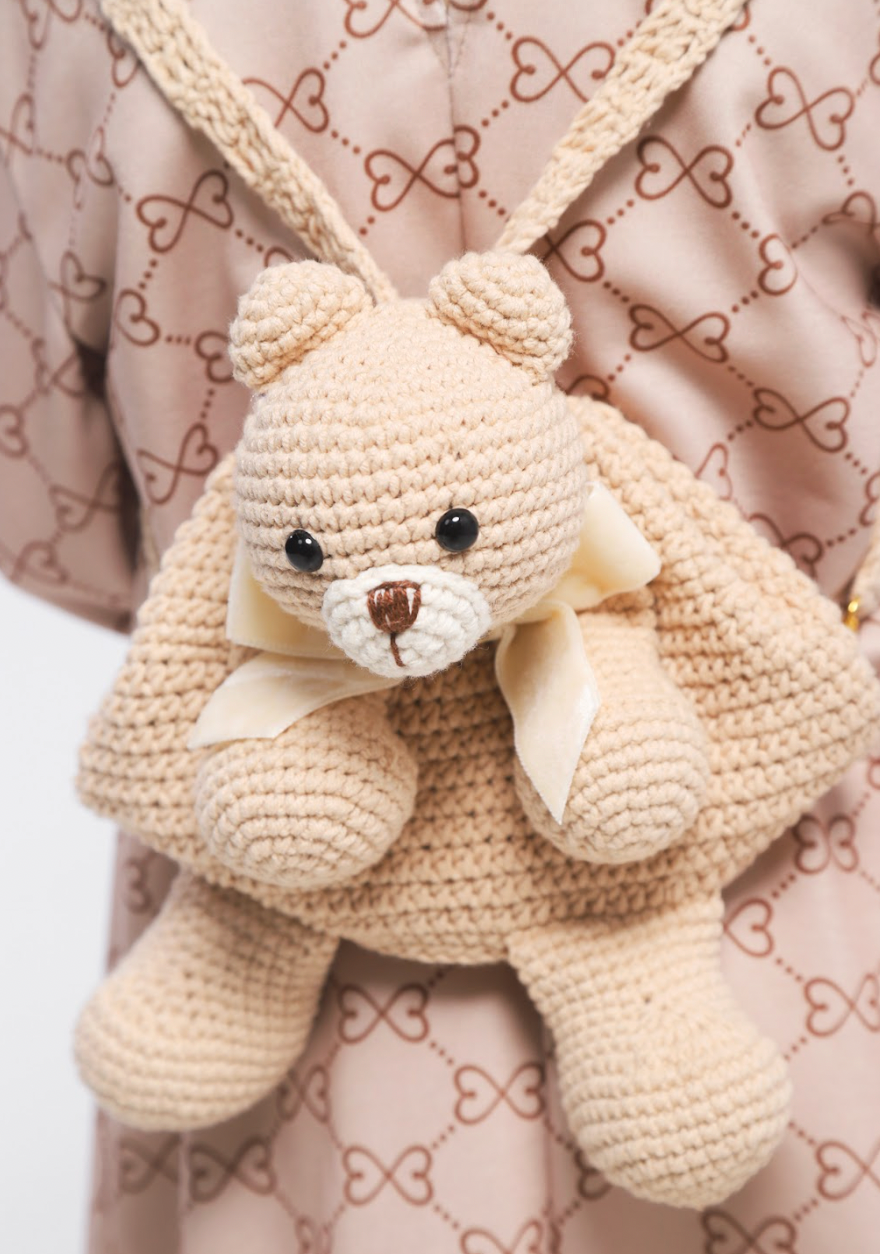 Mochila Infantil Conceito Ursinho Tricot Bege - Luluzinha