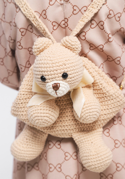 Mochila Infantil Conceito Ursinho Tricot Bege - Luluzinha