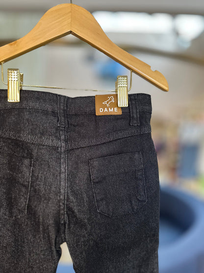 Conjunto Infantil Camisa Algodão Luhi Delavê e Calça Social Sarja Flex Preta - Dame