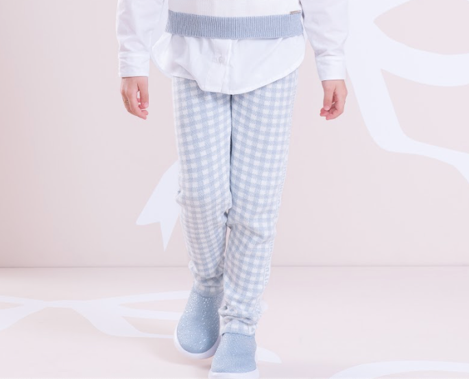 Legging Infantil Tricot Xadrez Azul - Pituchinhus