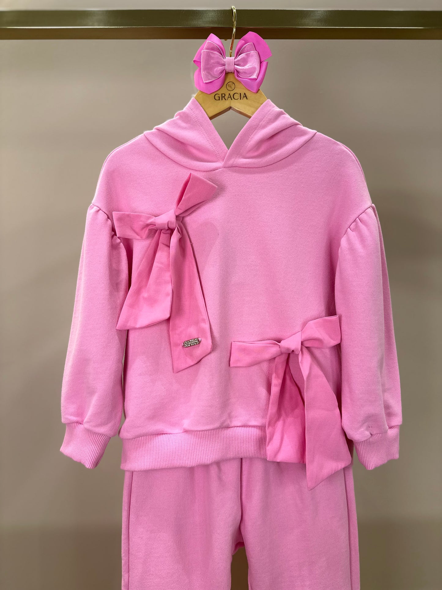 Conjunto Infantil Casaco e Calça Moletom Rosa Girly - Animê Petite