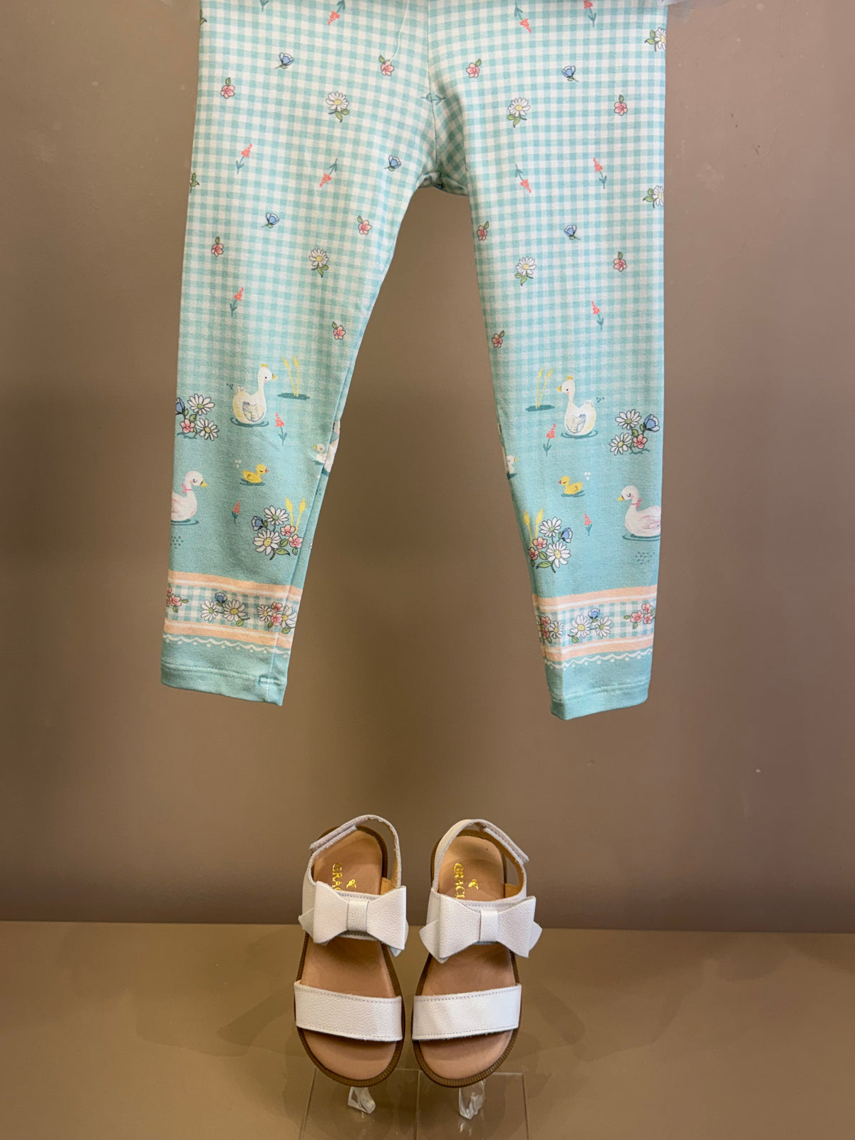 Conjunto Infantil Blusa Mangas Tule e Calça Azul Quadriculada - Petit Cherie