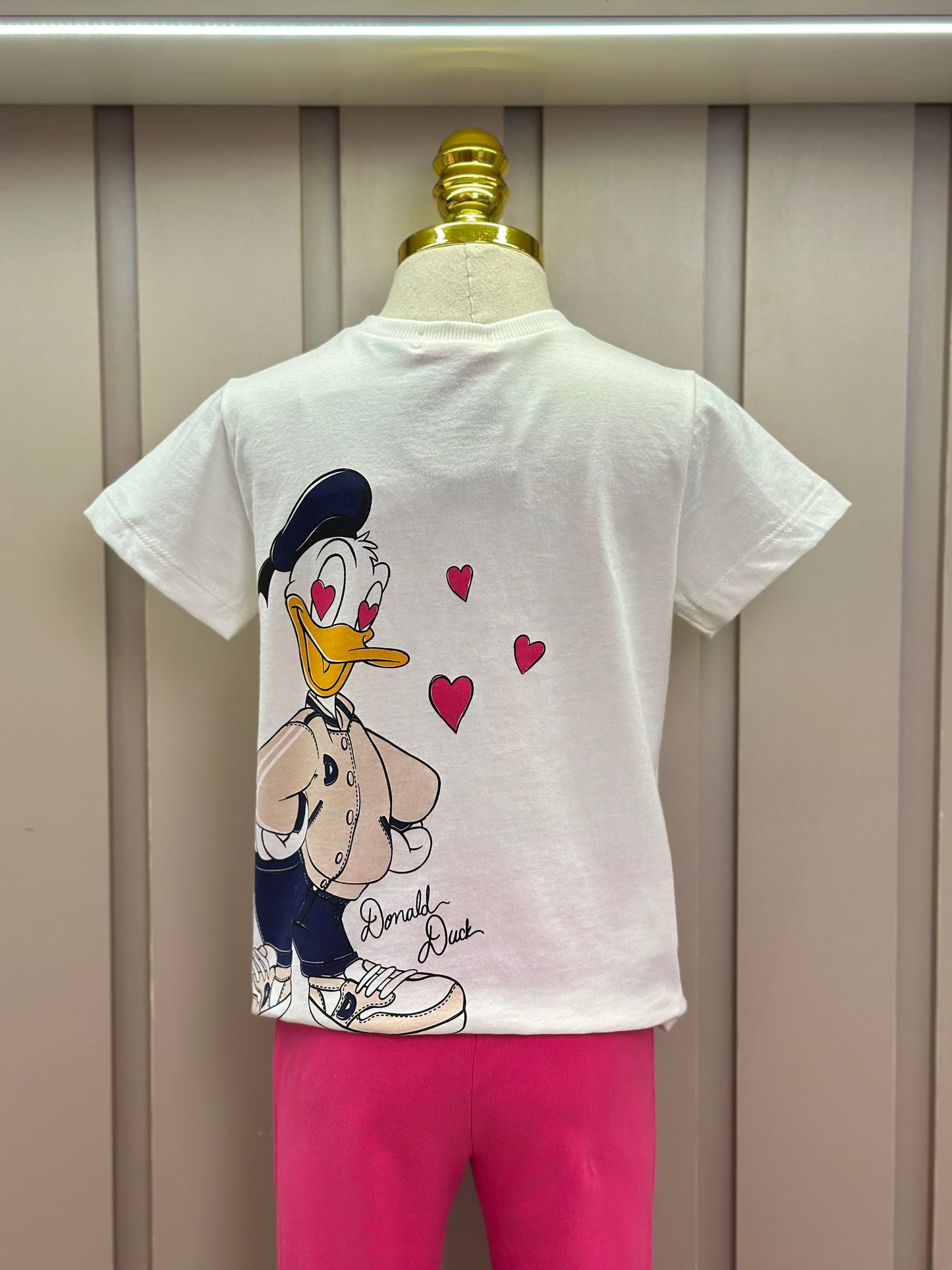 Conjunto Infantil Blusa Daisy  Lenço Coração e Legging  Rosa - Momi