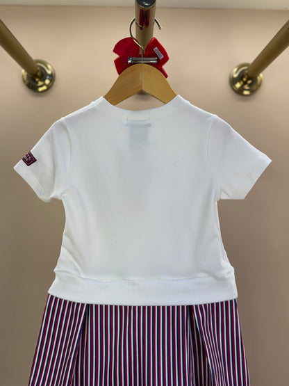 Vestido Infantil MC Hello Kitty Listras Navy Off White - Momi