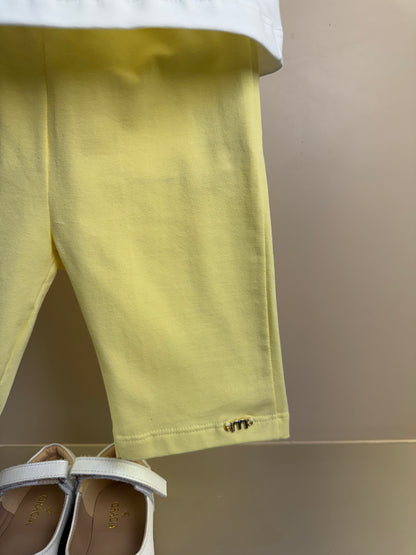 Conjunto Infantil Blusa Summer e Shorts Legging Amarelo - Momi