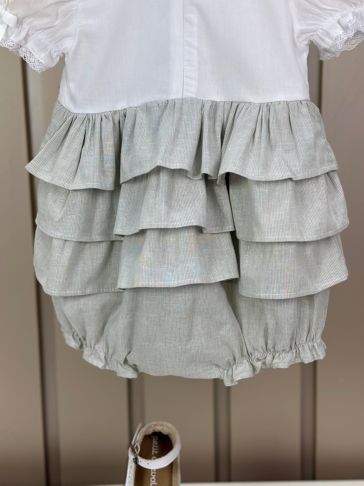 Pimpão Bebê Luxo Renda Gola Busto Bordado Babados Verde - Roana
