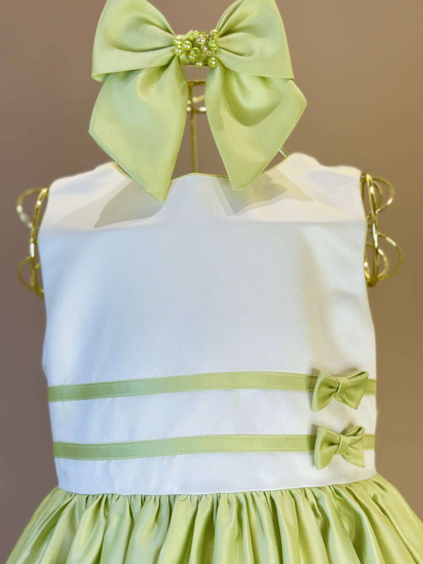 Vestido Infantil de Festa Lacinhos Verde Sininho - Mio Bebê