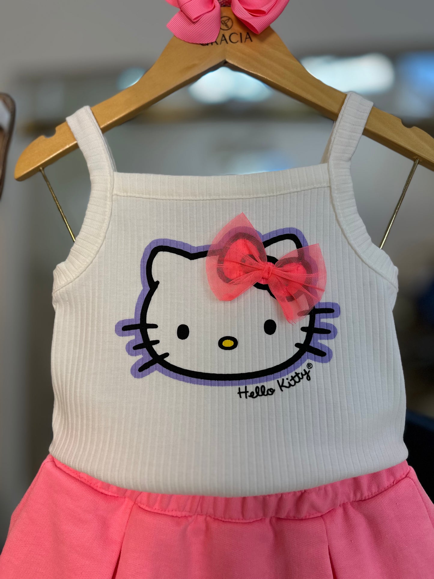 Conjunto Infantil Hello Kitty Blusa e Shorts Rosa - Momi