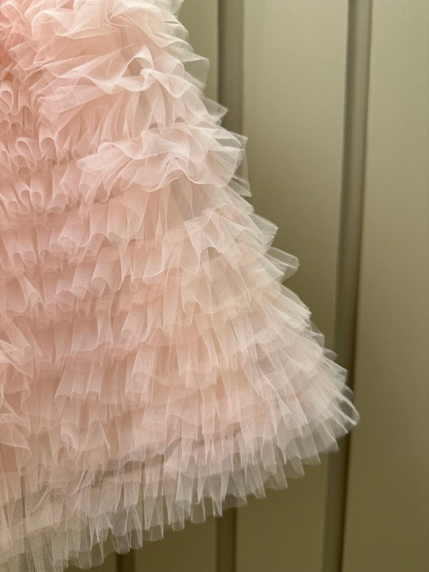 Vestido Infantil Conceito Frufru Tule Cinto Pérola Rosa Gelado - Pituchinhus