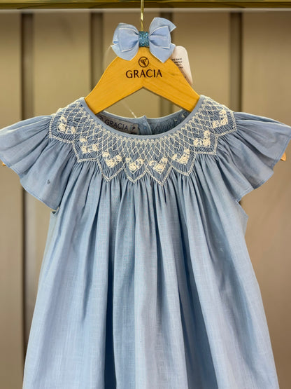 Batinha Bebê Algodão Bordado Serena Azul Claro - Gracia