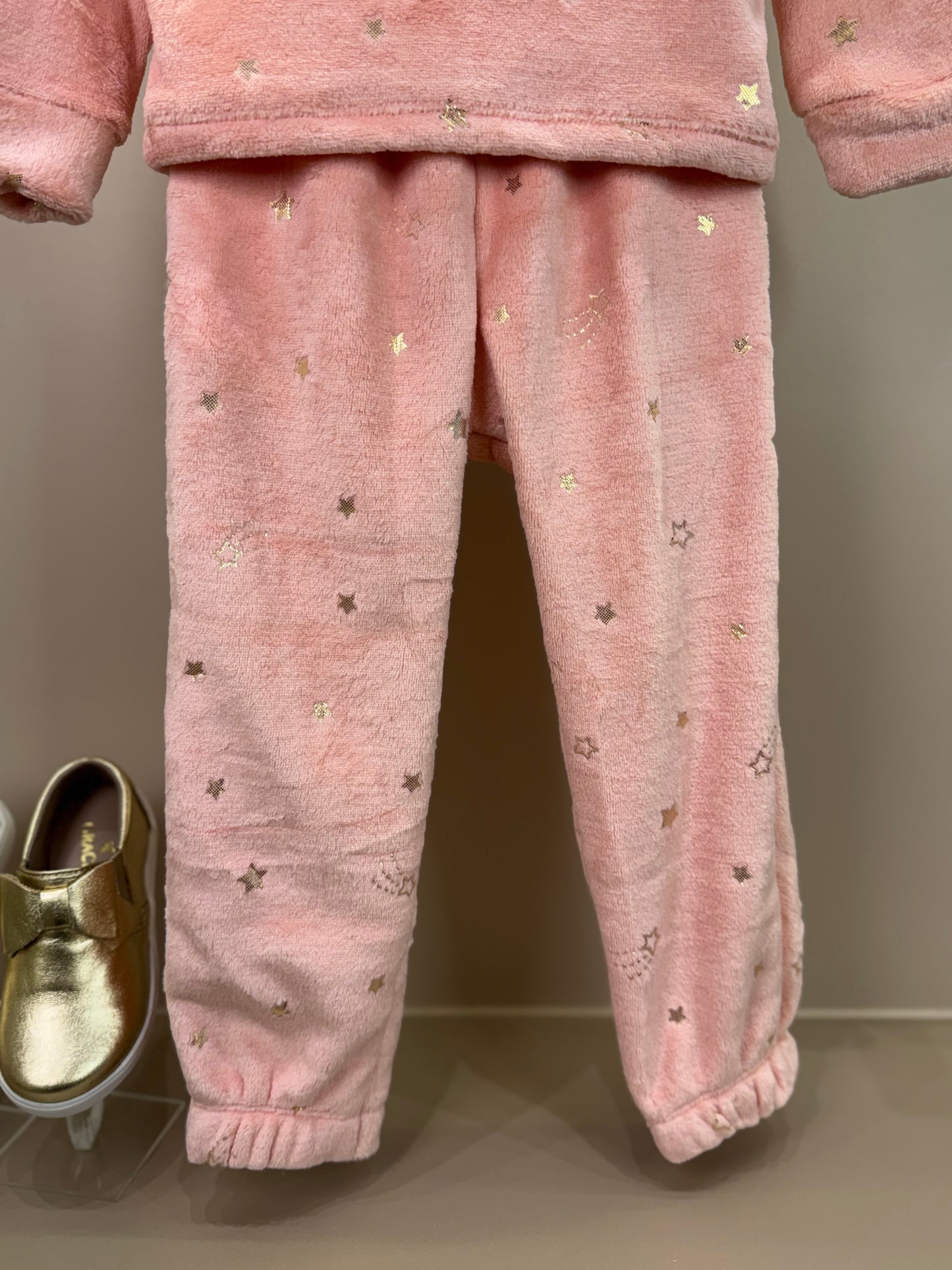 Pijama Infantil Blusão ML Ursinha e Calça Pelinho Foil Rosa Aloha - Infanti
