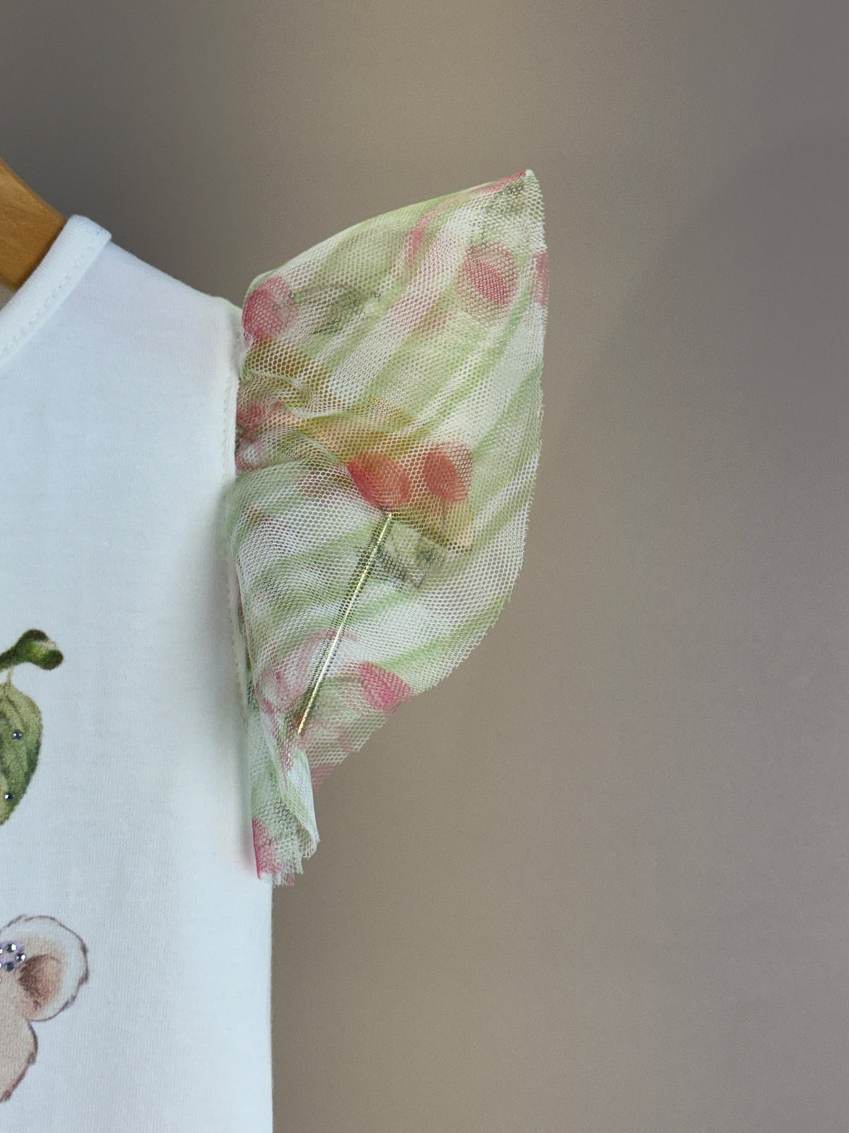 Conjunto Infantil Blusa Ursinha Em Tule e Calça Legging Cerejas - Petit Cherie
