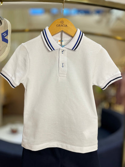 Conjunto Infantil Polo Piquet Retilínea e Bermuda Marinho - Beabá
