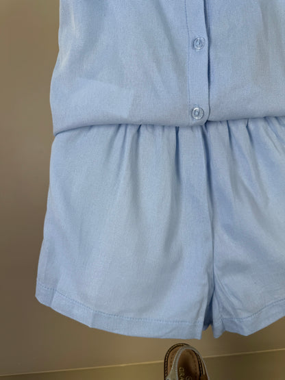 Conjunto Infantil Blusa Linho Bordada Flores e Shorts Bordado Flores - Petit Cherie