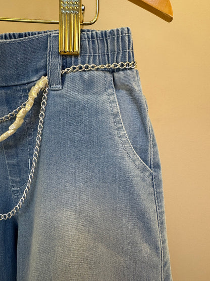 Calça Jeans Infantil  Wide Cargo Com Cinto - Gabriela Aquarela