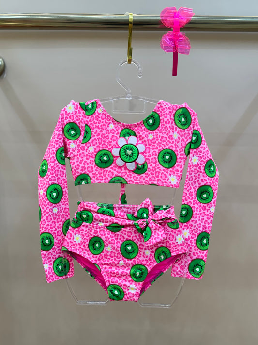 Biquíni Infantil Cropped ML Thais Aplic Est Kiwi - Siri Kids