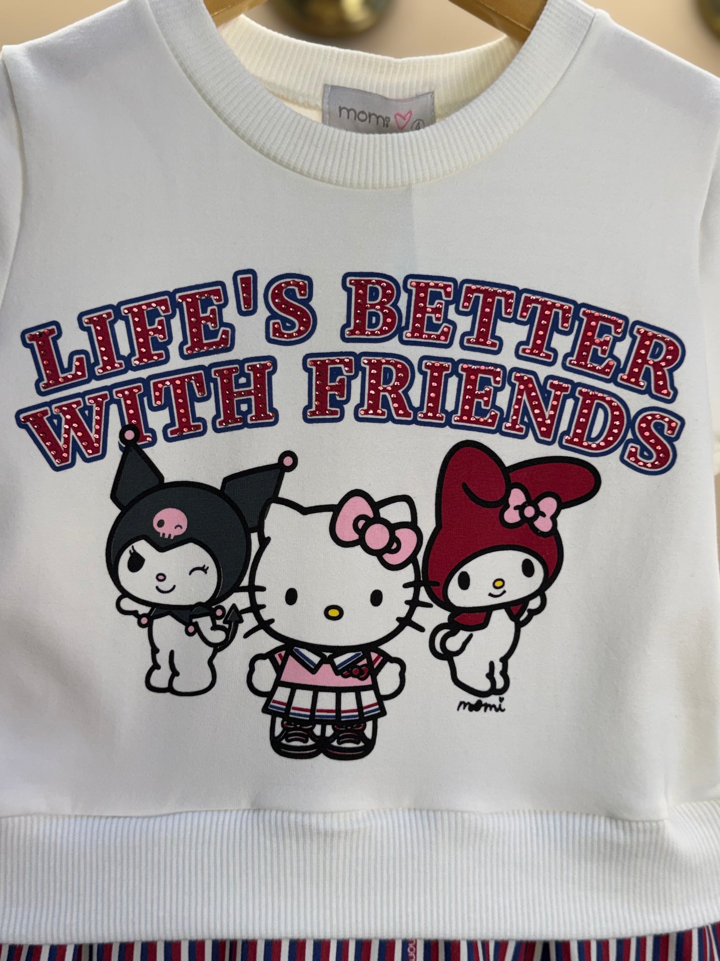 Vestido Infantil MC Hello Kitty Listras Navy Off White - Momi