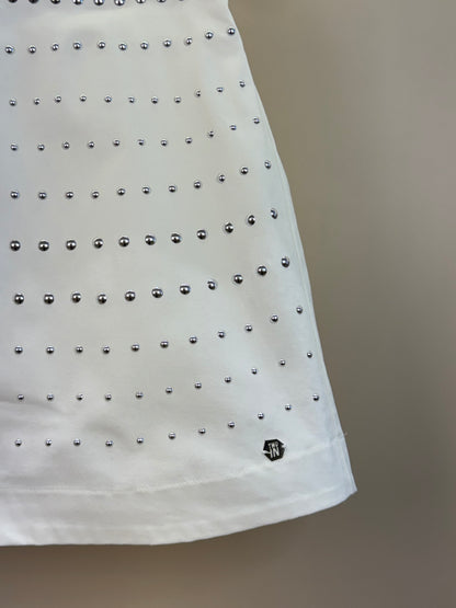 Conjunto Teen Colete de Sarja Strass e Saia-Shorts Teen Sarja Strass Off White - Two In