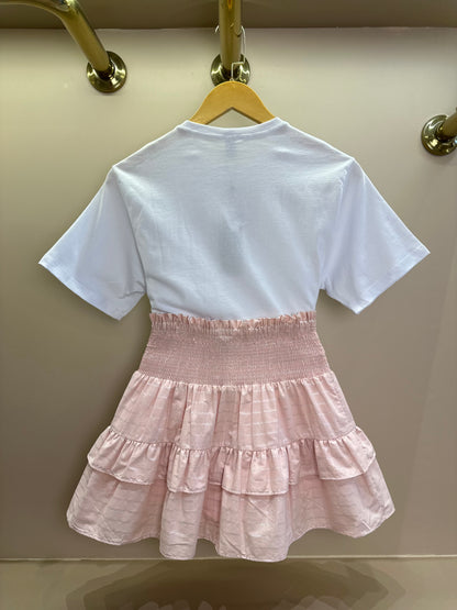 Conjunto Teen Camiseta Oversized All Need e Saia Listrada Lurex - Two In