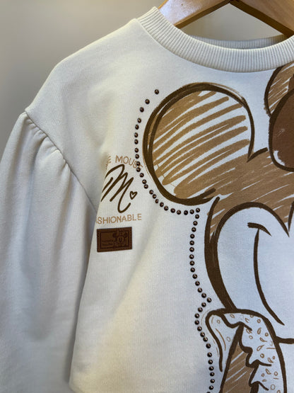 Conjunto Infantil  Casaco Moletom Minnie Paisley Laço Strass e Saia-Short com Pregas - Animê