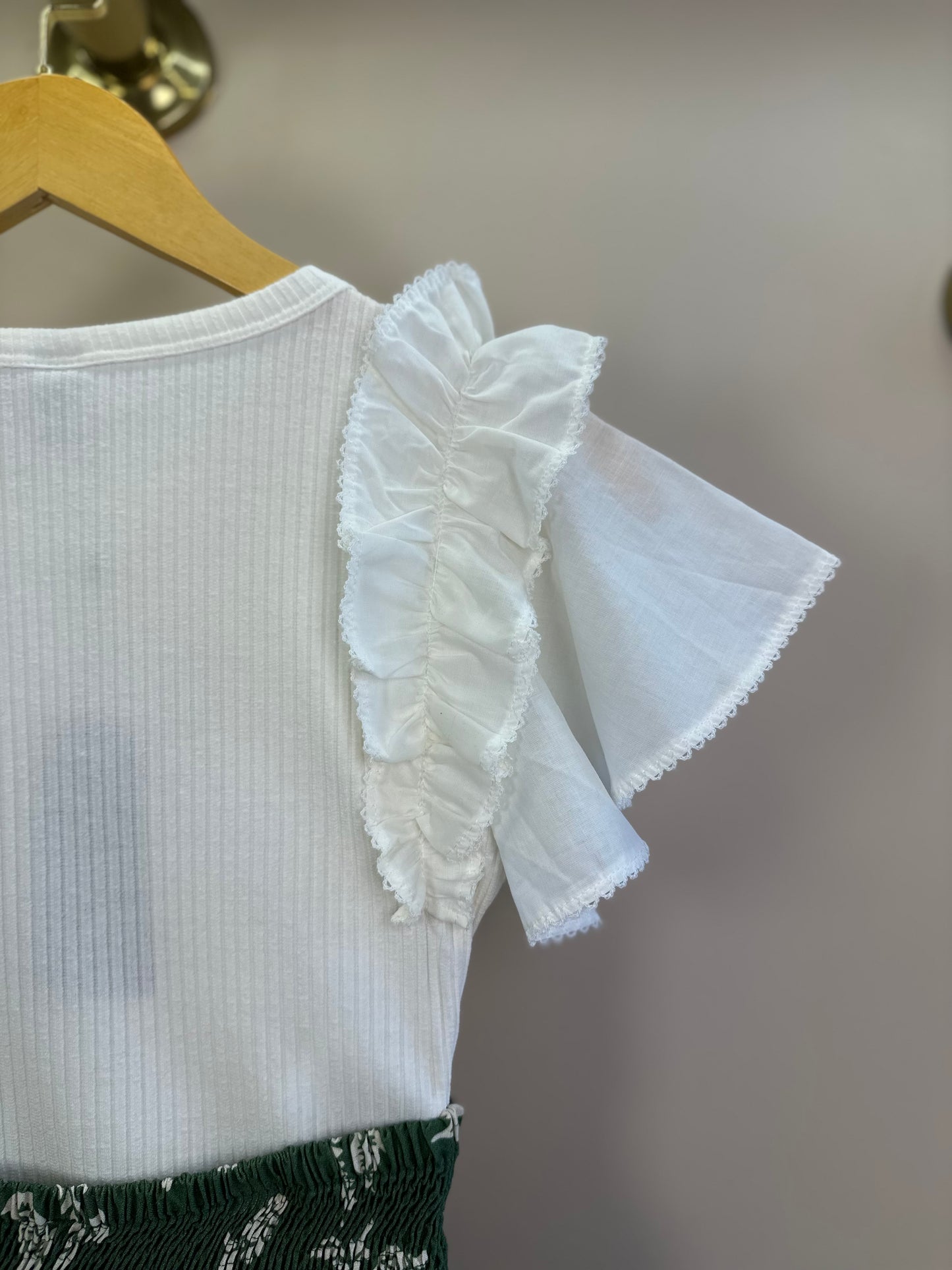 Conjunto Teen Blusa Babados Mangas Voil e Saia Viscose Verde Oliva - Two In