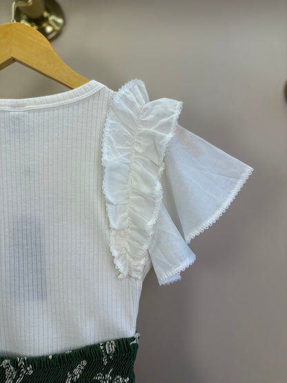 Conjunto Teen Blusa Babados Mangas Voil e Saia Viscose Verde Oliva - Two In