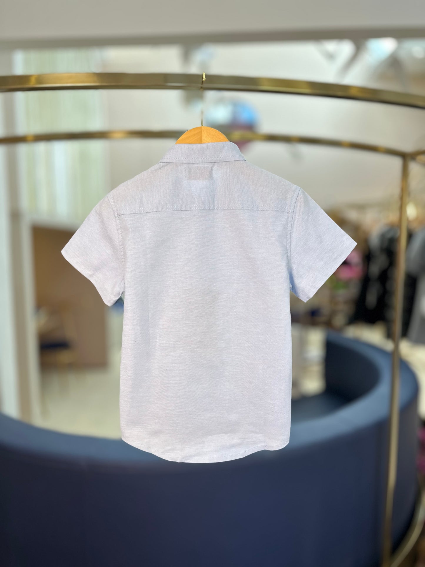 Camisa Infantil MC Oxfordine Azul - Dame