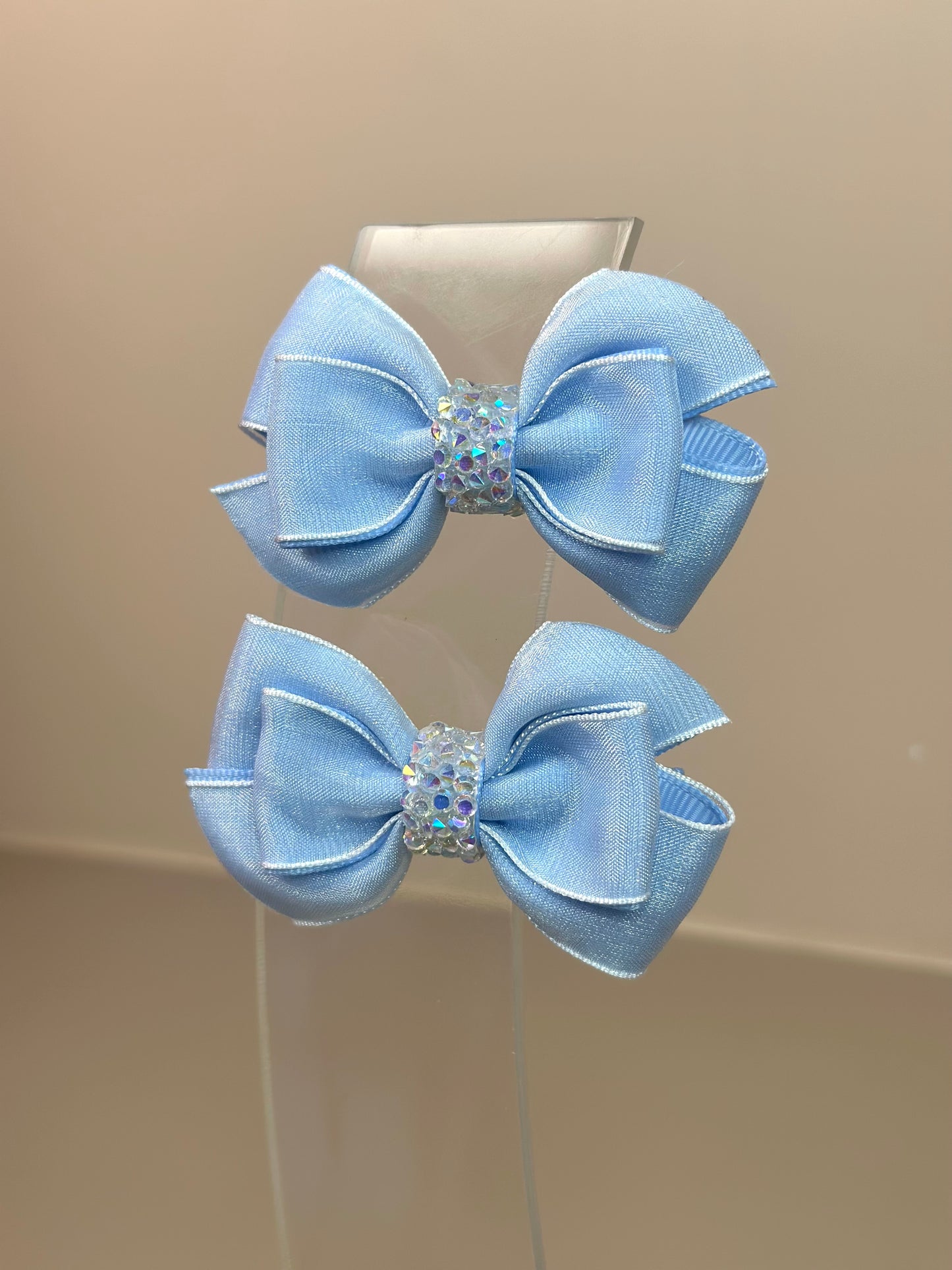 Laço Infantil Special Shine Organza Azul Claro Parzinho P - Gracia