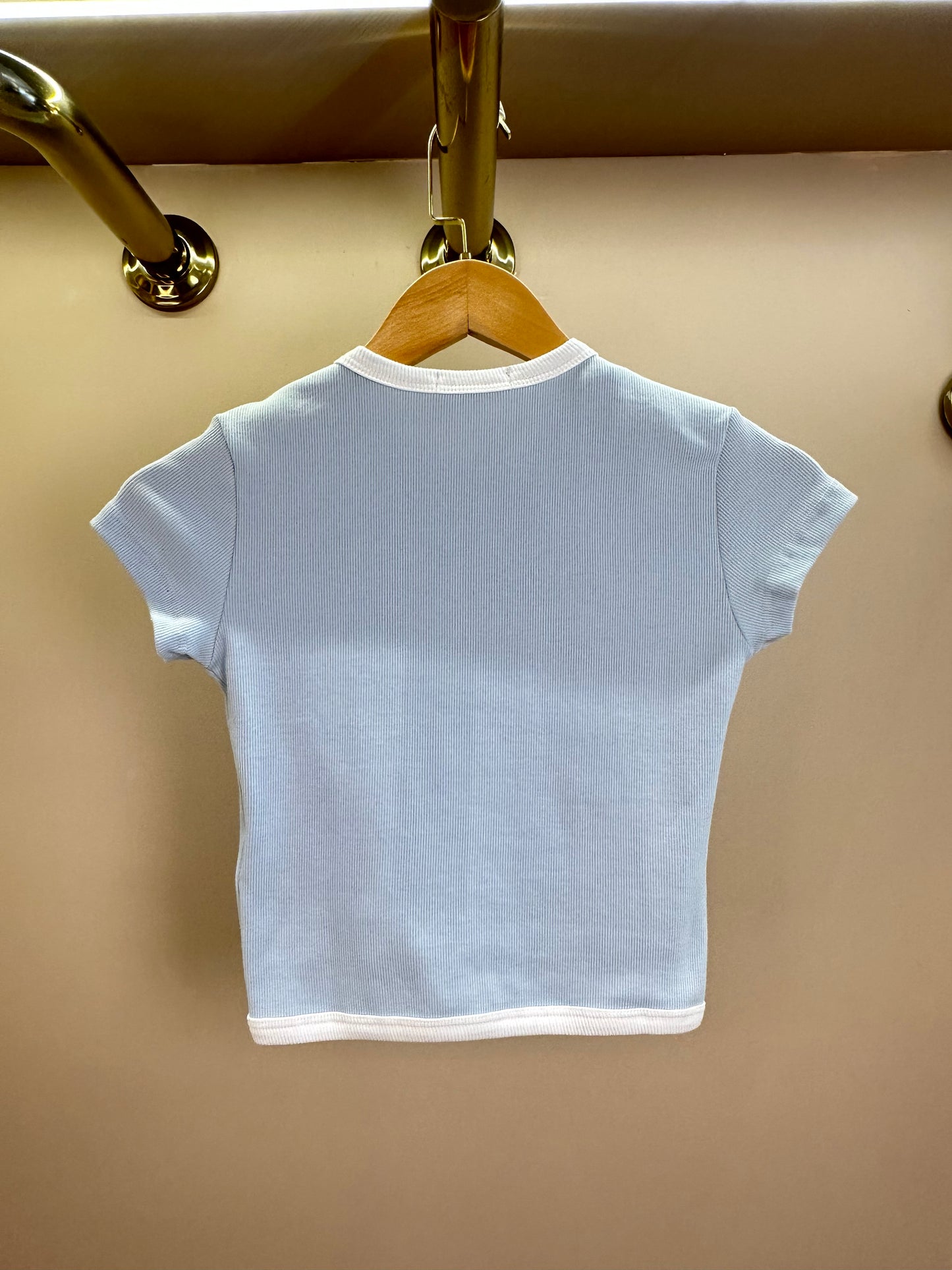 Blusa Teen Cropped Canelada Mangas Curtas - Vanilla Cream