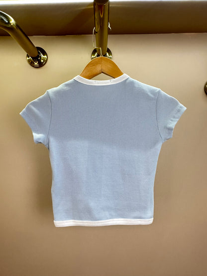 Blusa Teen Cropped Canelada Mangas Curtas - Vanilla Cream