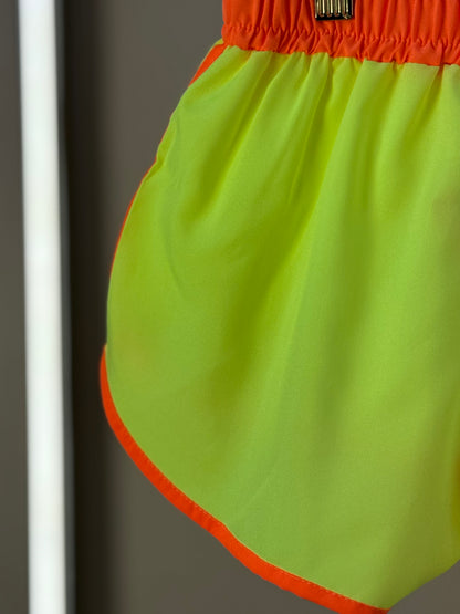 Shorts Infantil Letícia Amarelo Fluor com Laranja - Siri Kids
