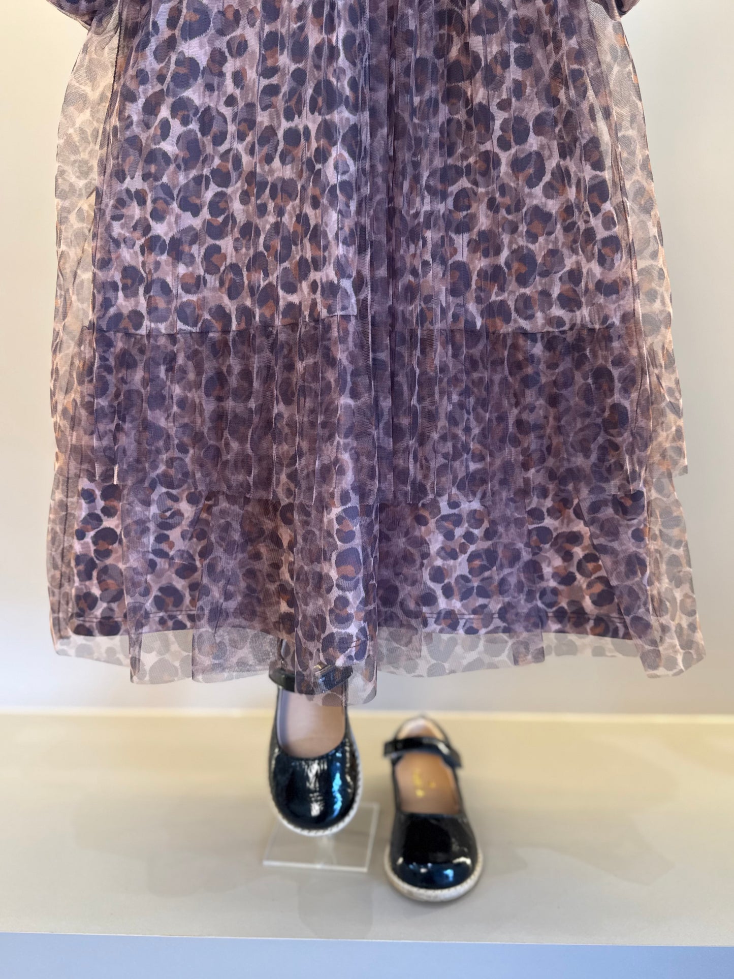 Vestido Infantil Tule Plissado Animal Print - Animê