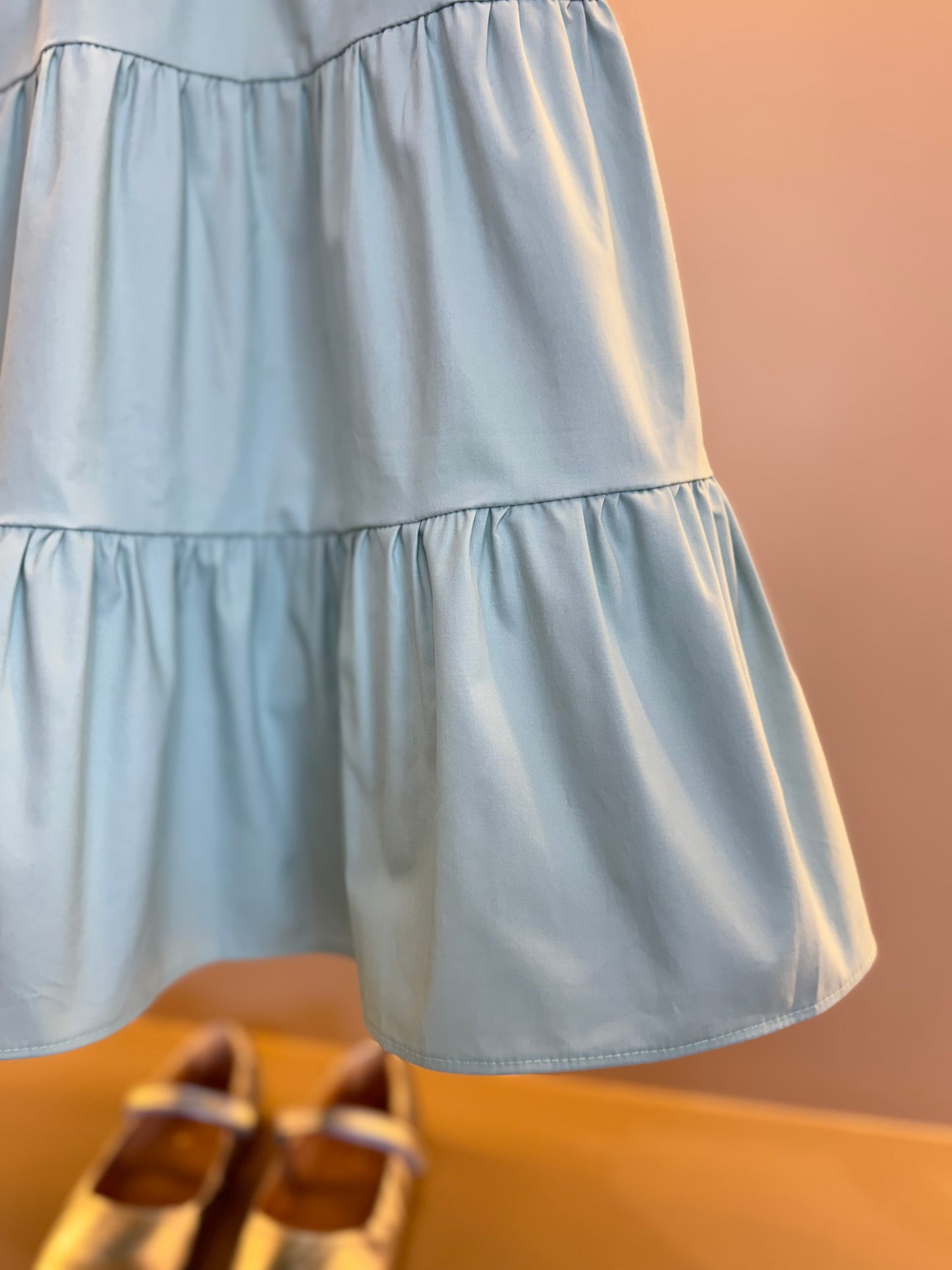 Vestido Infantil Algodão Camadas Laço Strass Ombro Verde - Petit Cherie