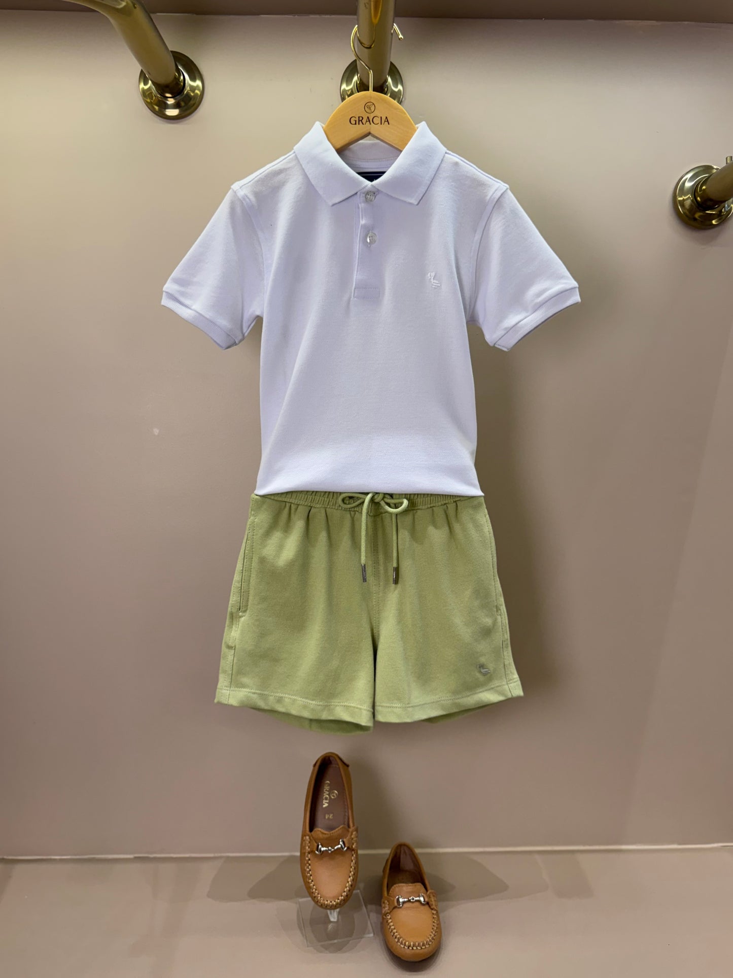 Shorts Infantil Piquet Cordão Verde - Dudes