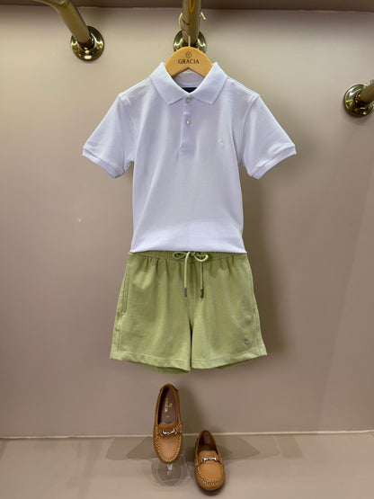 Shorts Infantil Piquet Cordão Verde - Dudes