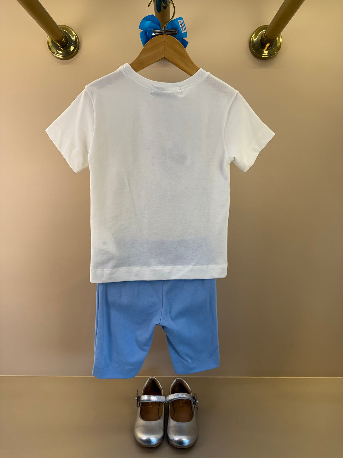 Conjunto Blusa Minnie Strass Paris e Shorts Legging Azul - Animê