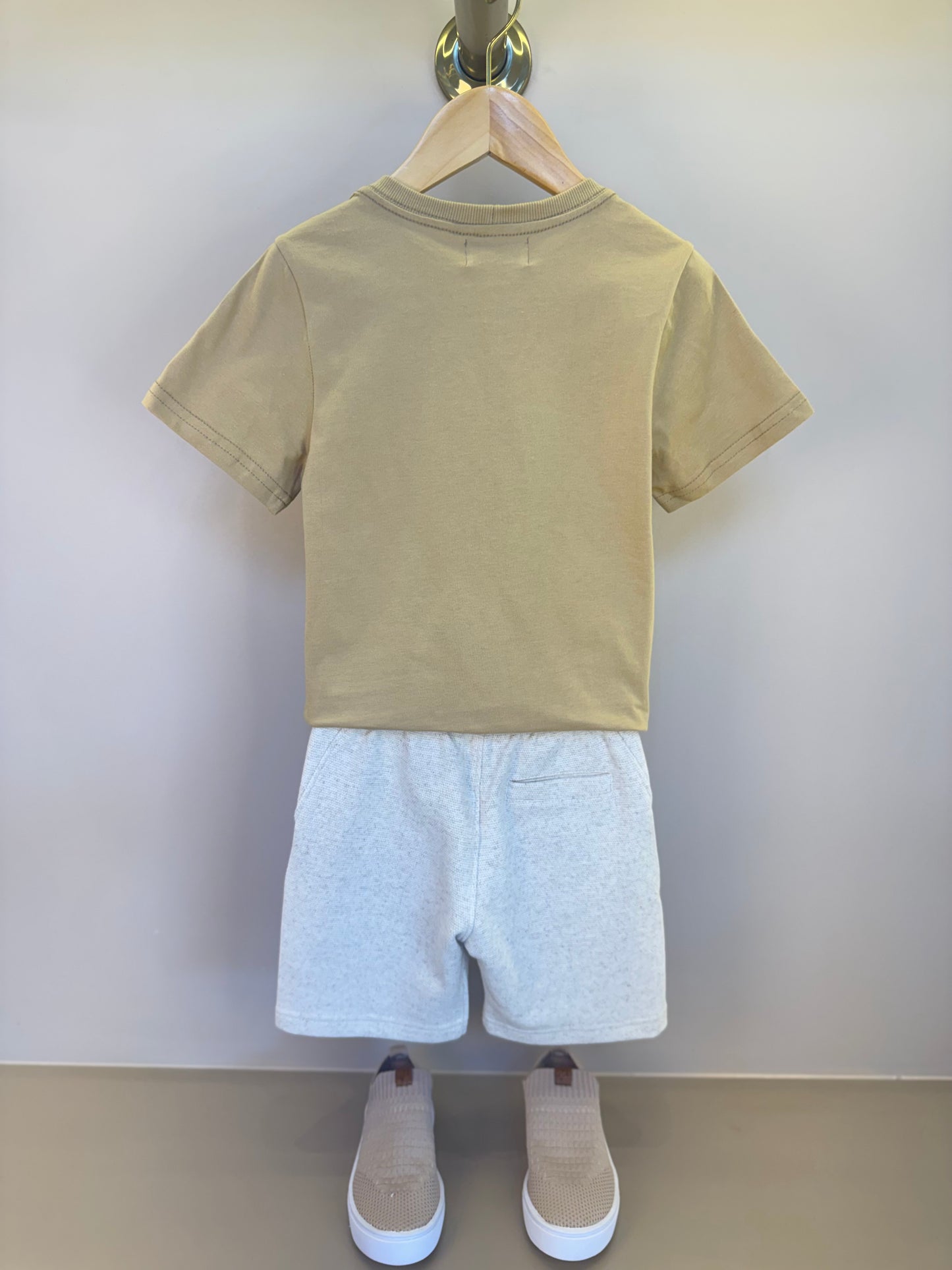 Conjunto Infantil Camiseta Algodão Teddy Natal e Bermuda Moletom Algodão Linho - Dame