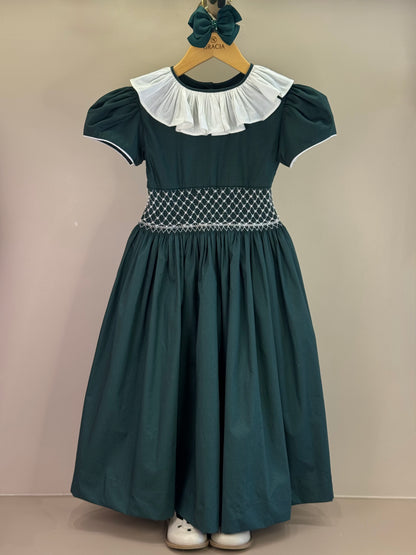 Vestido Infantil Clássico Algodão Amelie Verde - Gracia