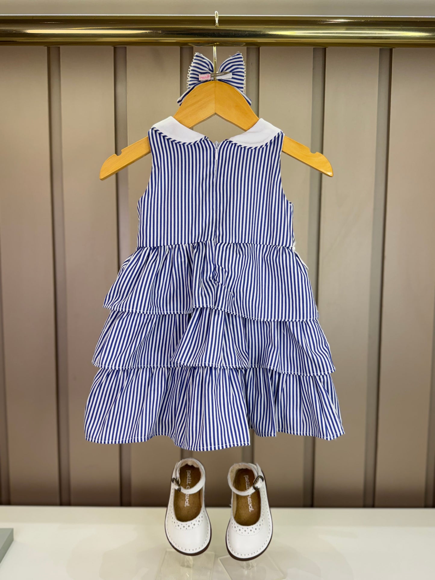 Vestido Bebê Marinheira Golinha, Lacinhos e Aplicações - Roana