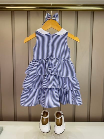 Vestido Bebê Marinheira Golinha, Lacinhos e Aplicações - Roana