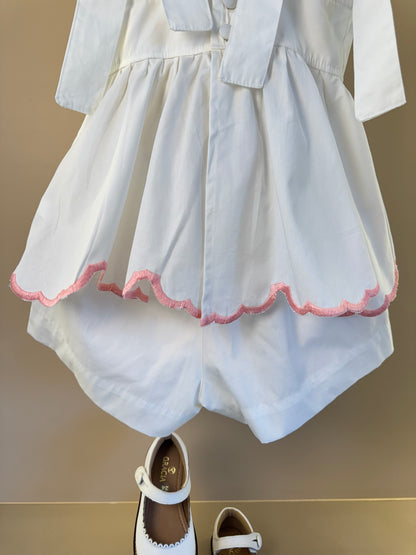 Conjunto Infantil Blusa Com Bordado Rechilieu de Borboleta na Barra e Shorts Tricoline - Luluzinha